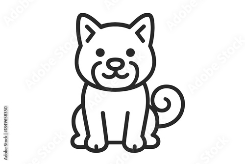 Cute Shiba Inu Icon with Swirl Tail