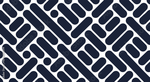 Minimalist dark blue rounded lines and circles pattern on white background vector illustration