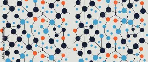 Network of Colorful Dots and Lines on a Light Background connection communication
