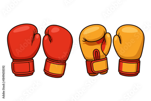Red and Yellow Boxing Gloves Facing Off