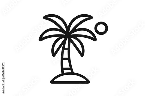 Palm Tree and Sun Icon on Gradient Background