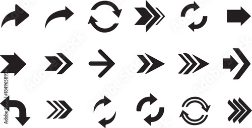 Set of Black Arrow Icons. Collection of Modern Simple Vector Arrows for Design.