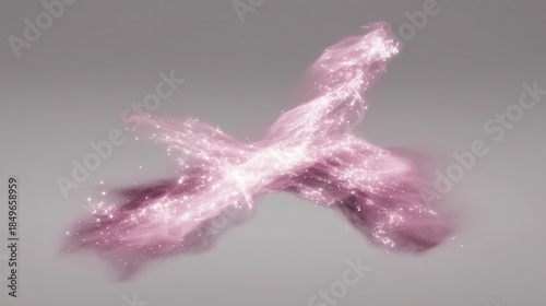 Ethereal Pink Swirl with Sparkles on Soft Gray Background