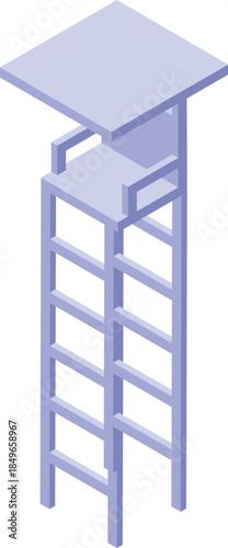 Isometric view of an observation tower providing elevated perspective, featuring a ladder for access