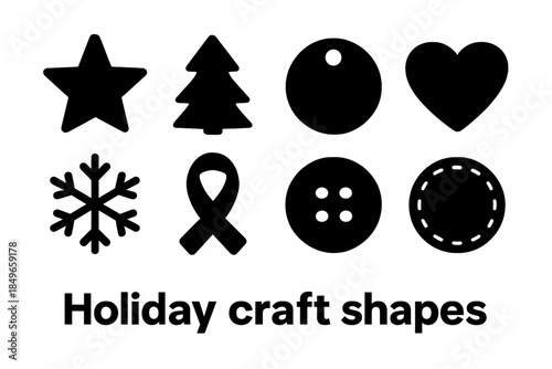 Holiday Craft Icons. Holiday craft shapes. Filled icon set of holiday craft shapes: star cutout, tree cutout,