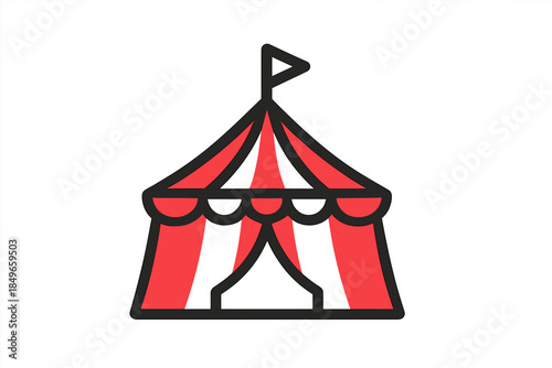 Circus Tent Icon with Flag