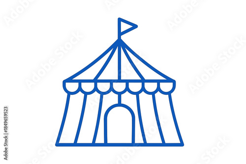 Circus tent icon with neon glow