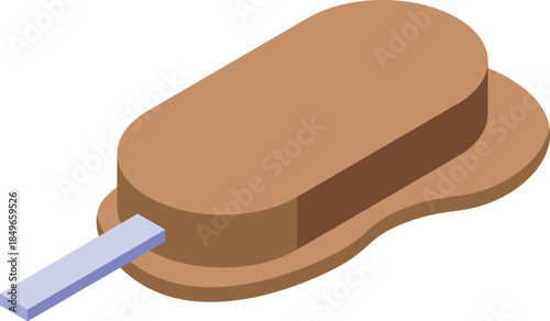 Refreshing chocolate covered ice cream bar with stick, perfect for cooling down on a hot summer day