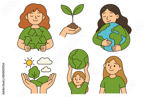 People caring for the Earth and environment