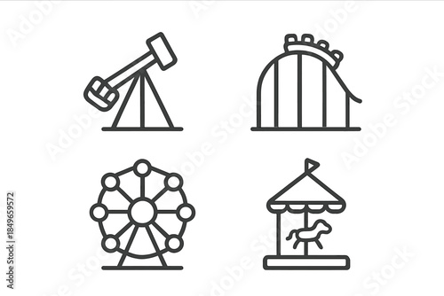 Amusement Park Rides Icons Set