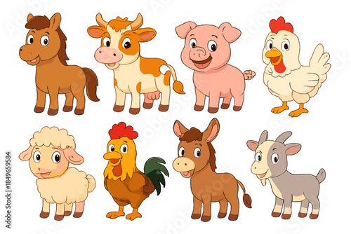 Cute Cartoon Farm Animals