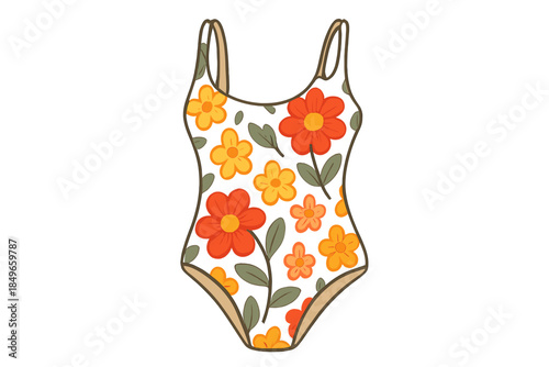 Retro floral one-piece swimsuit