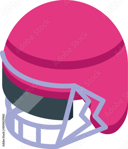 Isometric view of pink american football helmet ensuring player safety on the field