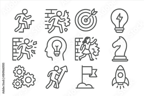 Business Growth and Success Icon Set