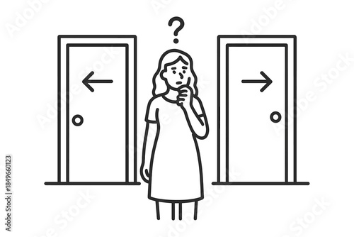 Person choosing between two doors