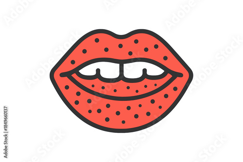 Stylized Lips Icon with Dots