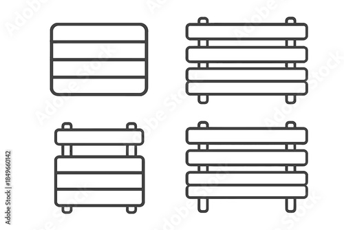 Set of horizontal radiator icons with rounded corners
