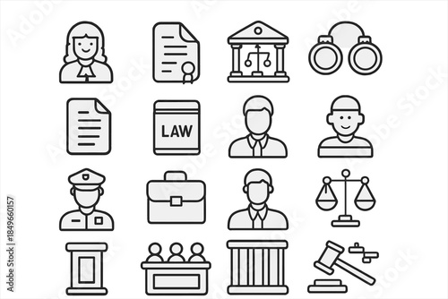 Law and Justice Icons Set