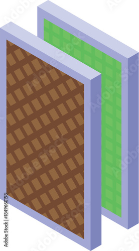 Dirty and new air purifier filters overlapping, suggesting replacing the old one