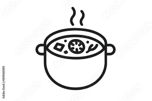 Soup Pot Icon with Steam