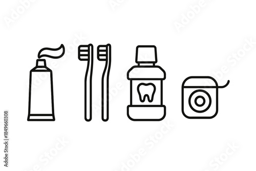 Dental Hygiene Icon Set on Gradient Background