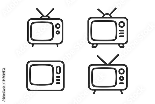 Retro Television Icons Set