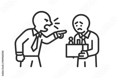 Angry Boss Firing Sad Employee Carrying Box