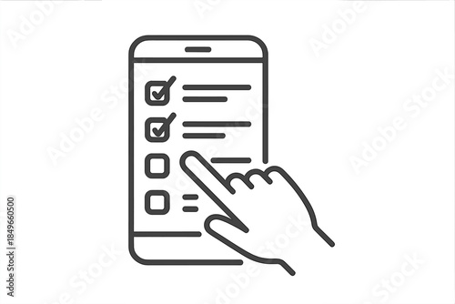 Smartphone Checklist Icon with Finger