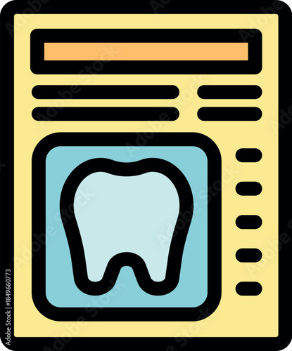 Medical document presenting dental x ray results, indicating a healthy tooth and providing comprehensive oral health information
