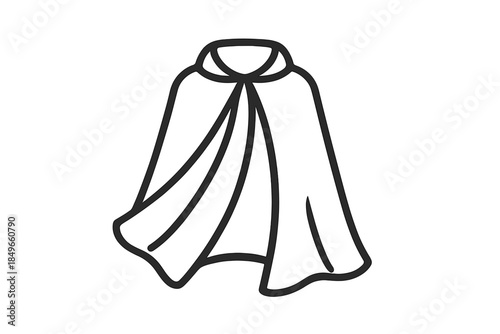 Black outline of a flowing cloak against a gradient background