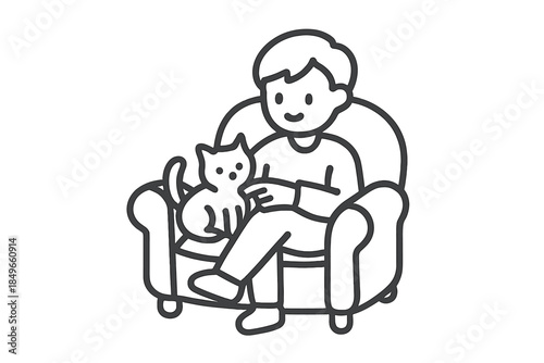 Person sitting in armchair holding a cat