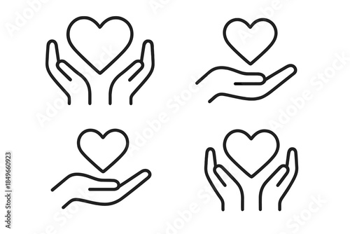 Hands holding heart icons