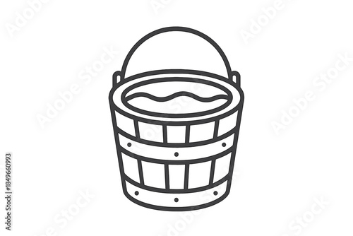 3D Rendering of an Old Wooden Bucket Filled with Water