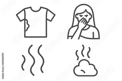 Bad Smelling Clothes and Stinky Person Icons