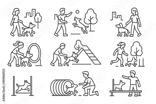 Dog Training and Agility Icons Set