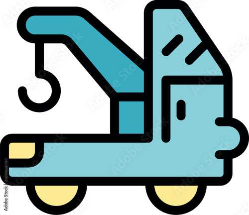 Tow truck providing roadside assistance, featuring a crane and hook for efficient vehicle recovery