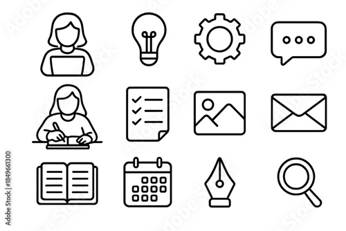 Set of 12 Flat Icons for Digital Concepts