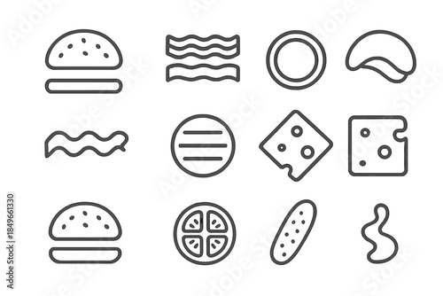 Burger Ingredients Icon Set