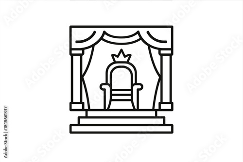 Throne with Crown and Curtains Icon