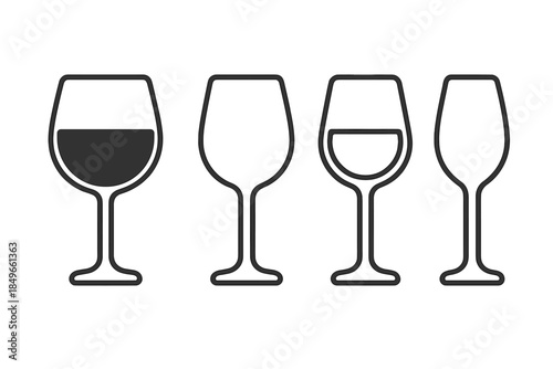 Four wine glasses silhouette on dark background