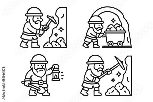 Dwarf Miner Icons Set