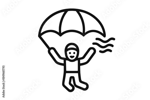 Parachutist Icon with Gradient Background