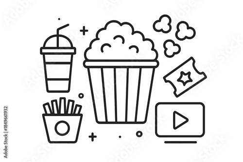 Movie Night Icons Set