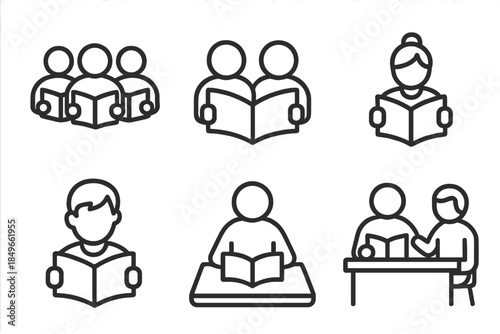 Icons of people reading books