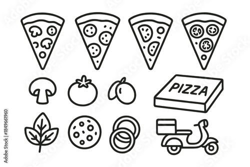 Pizza icons and elements