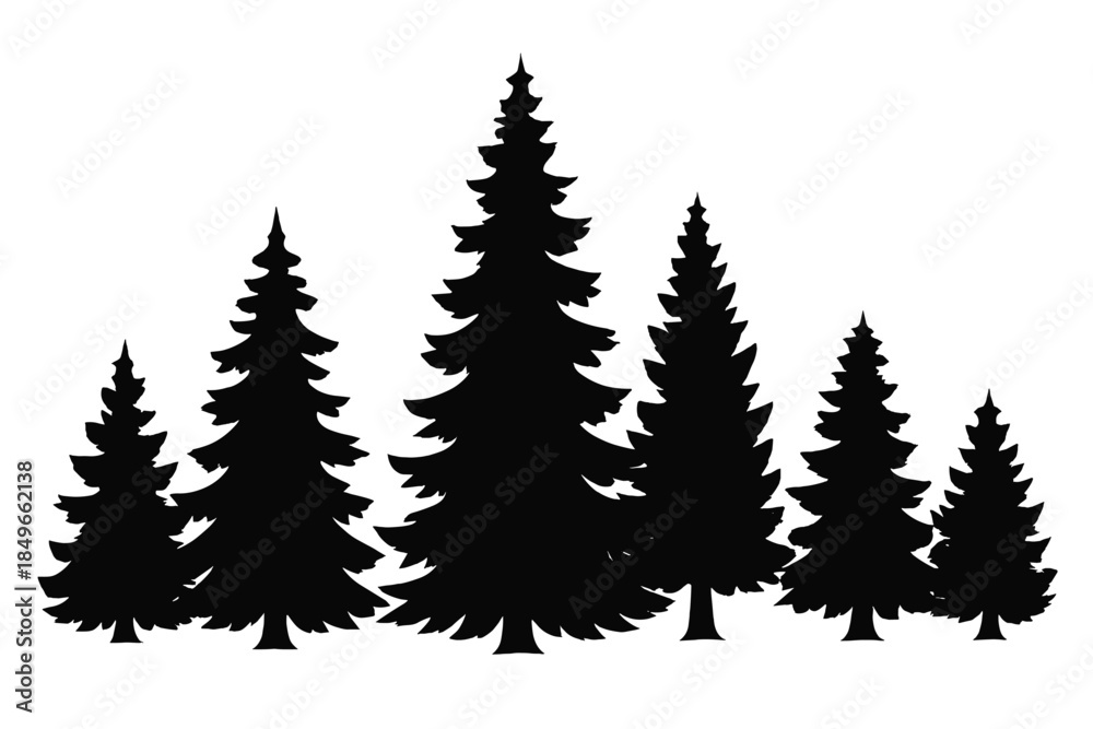 Obraz premium Dark Forest Silhouette with Vertical Lighting