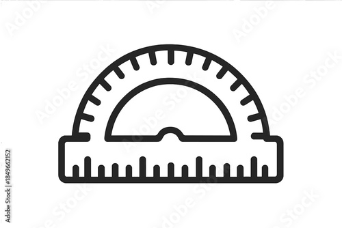 Protractor icon on a grey background