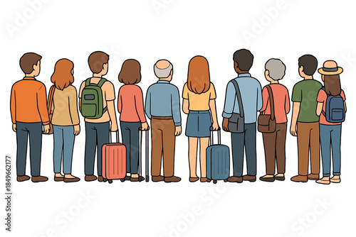 Diverse group of people standing in a line