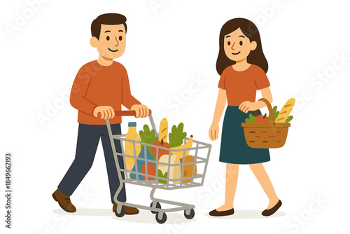 Couple shopping for groceries
