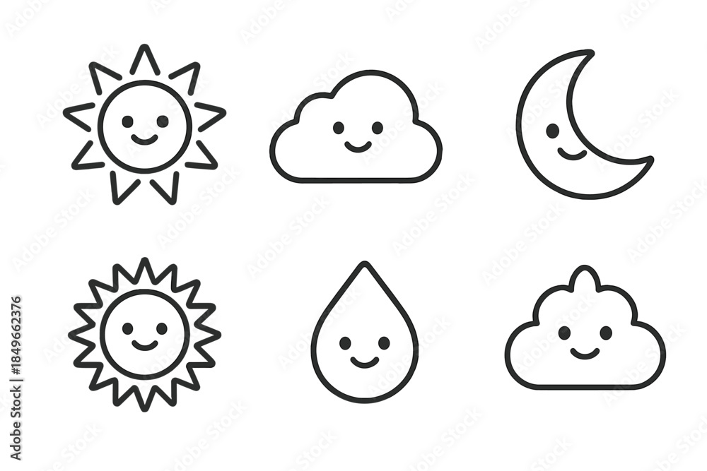 Fototapeta premium Cute Weather Icons